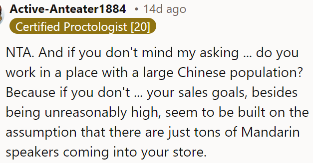 OP's sales goals are unreasonably high.