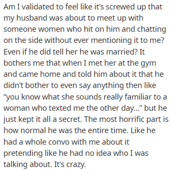 OP seeks validation from the Reddit community because she believes that this is messed up