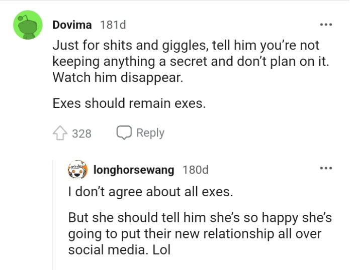Exes should remain exes