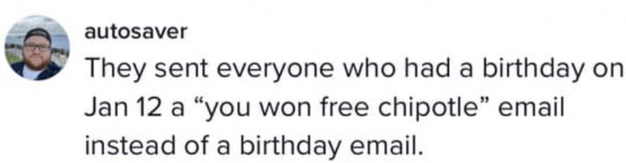 Many viewers reported receiving the same email, indicating that it may have been sent to all or the majority of reward members whose birthday is January 12th.