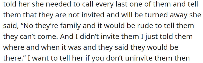 The OP and her future husband told her to uninvite them, but MIL refused: