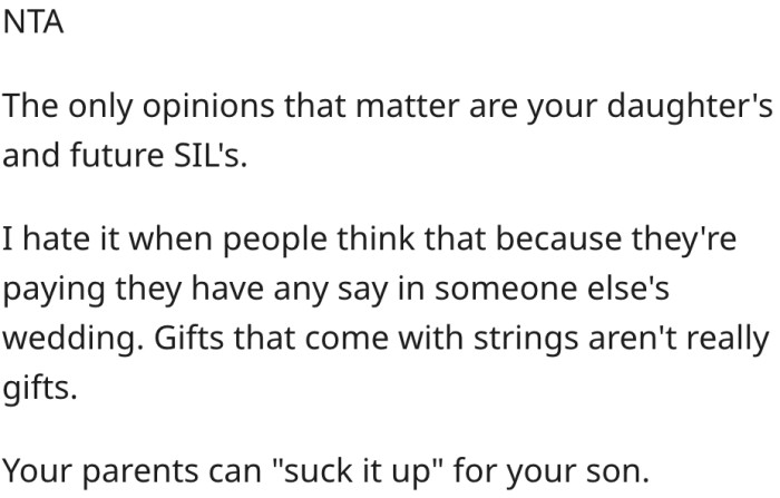8. It's wrong for people to give gifts with strings attached to them.