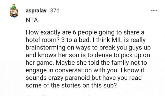 This Redditor is wondering how six people intend on sharing a hotel room