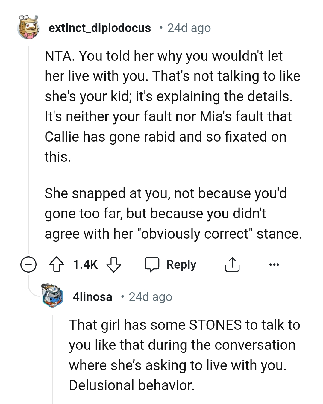 It's neither the OP's fault nor Mia's fault