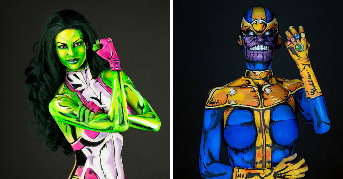 Body-Paint Artist Masterfully Designs 21 Incredible Marvel Cosplay Creations