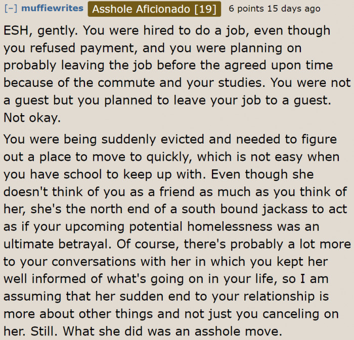 For this Redditor, the OP was indeed wrong for canceling a few days before the event.