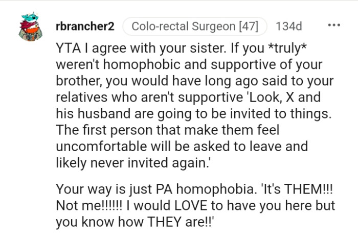 What the OP would have said to her relatives who aren't supportive