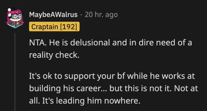 He is building nothing. How he didn't realize it was a futile dream after a year or two of gaining no traction is beyond me.