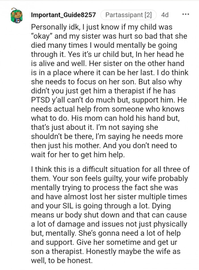 She needs to focus on her son