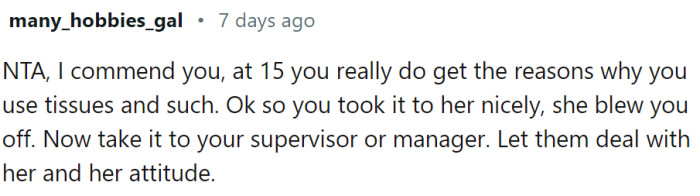 OP is very responsible for a 15yo