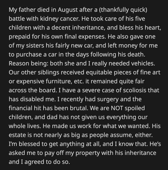 OP expressed how terrible that must be, and her friend replied that she can't afford her mother's funeral.