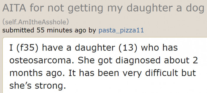 The original poster (OP) opens up about her sick daughter.