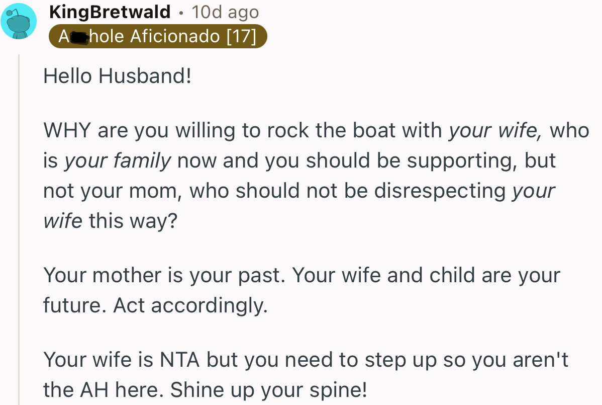 This Redditor is speaking directly to OP’s husband