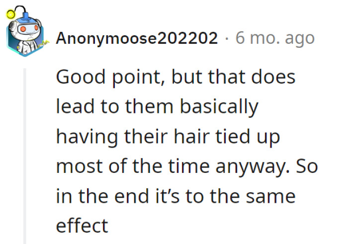 Tied up in regulations, not just hair.