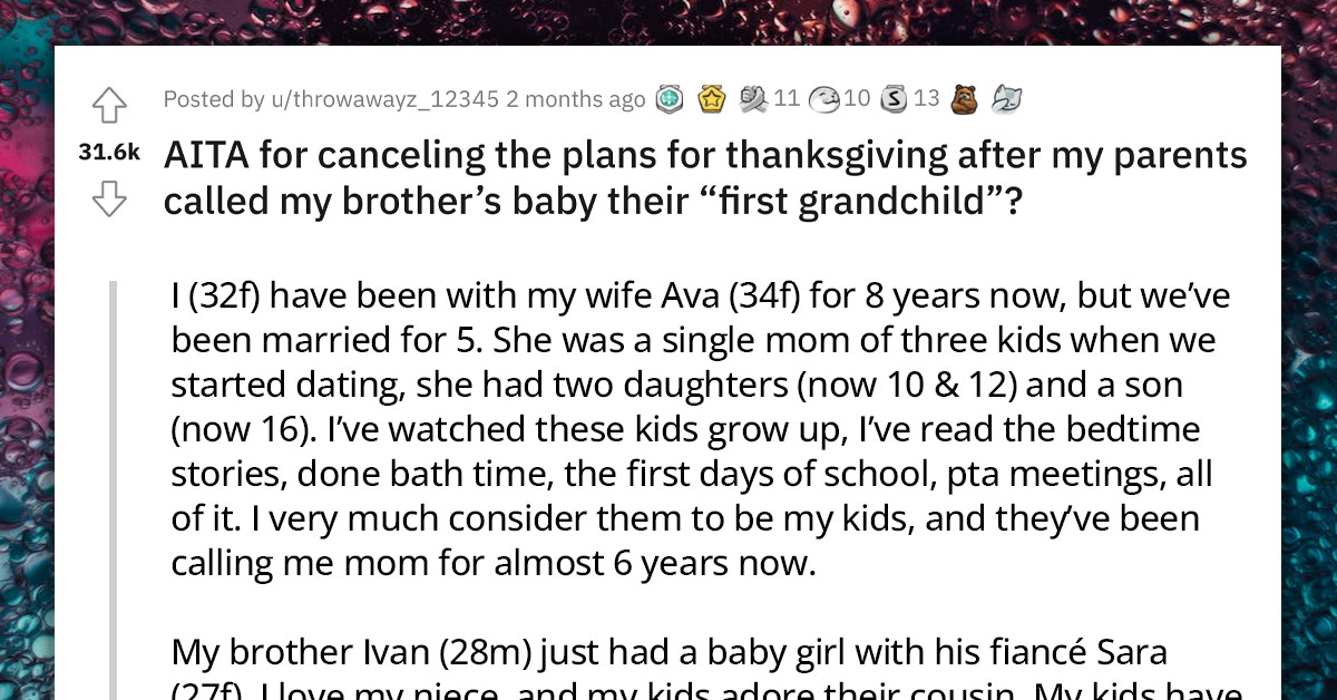 Redditor Cancels Holiday After Parents Dismissed Wife's Children By Calling Her Brother's Baby Their 'First Grandchild'