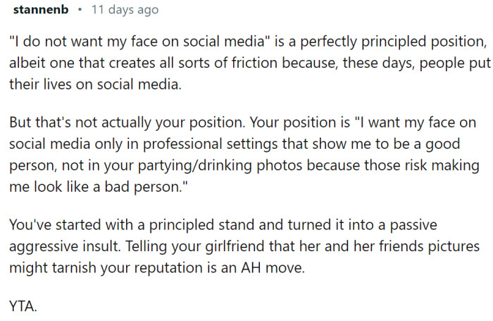 OP is a kind of a hypocrite