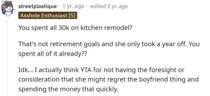 But one Redditor has a different perspective: