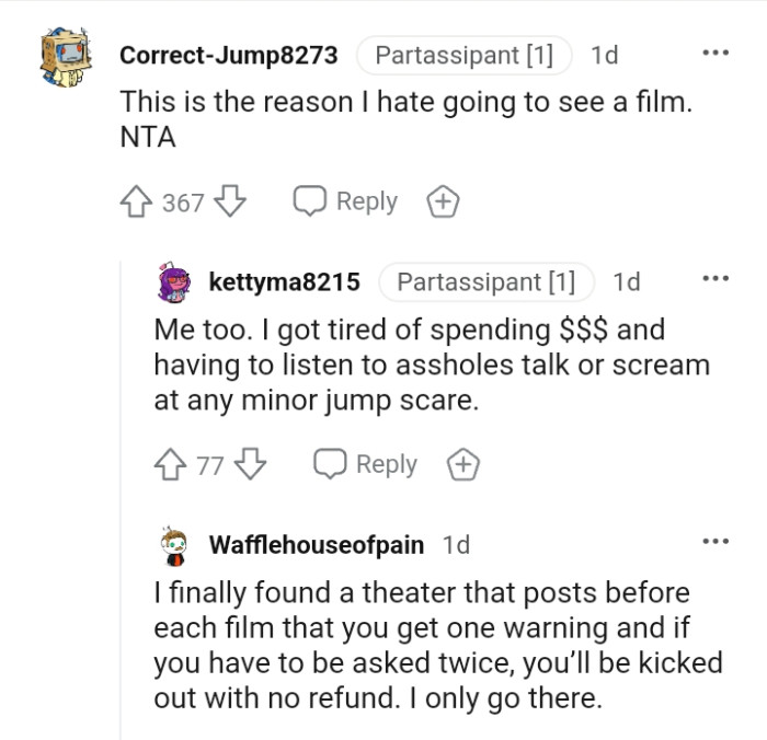 This Redditor says they hate going to see movies