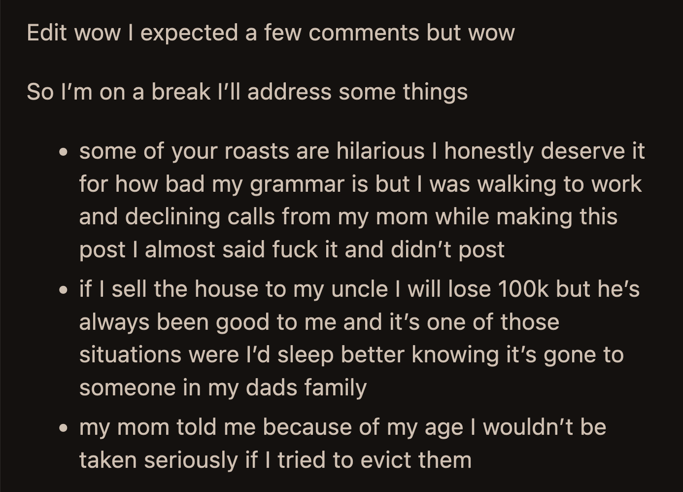 OP posted an update and explained why she didn't feel bad about selling the house to her uncle.