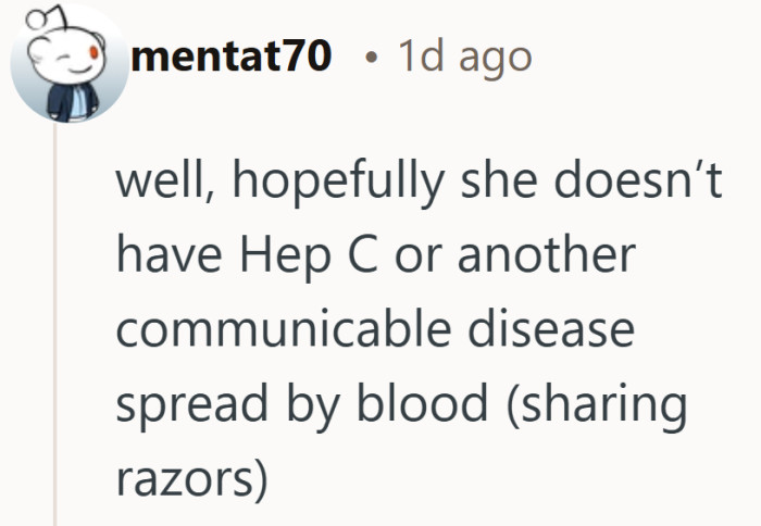 The moment someone points out the health risks, the situation suddenly feels a lot less like a simple roommate mix up.