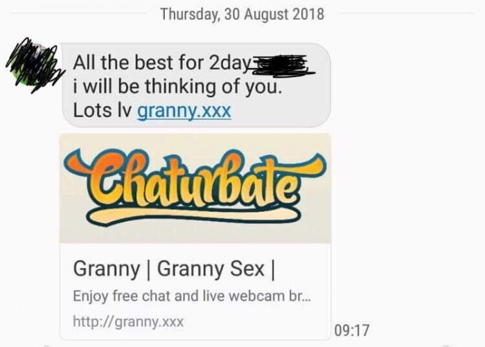 50. Granny messaged to wish me luck on my test