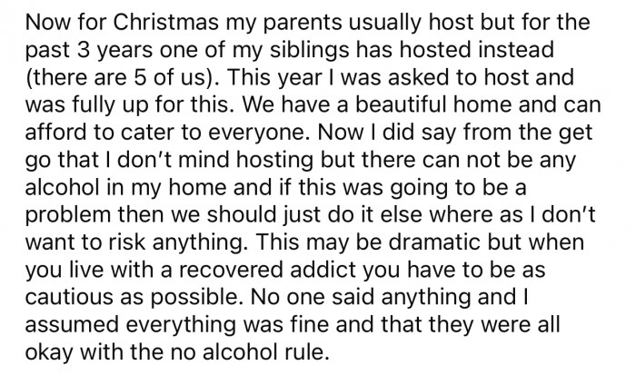 OP is trying to be as cautious as possible, considering she is a recovered addict.