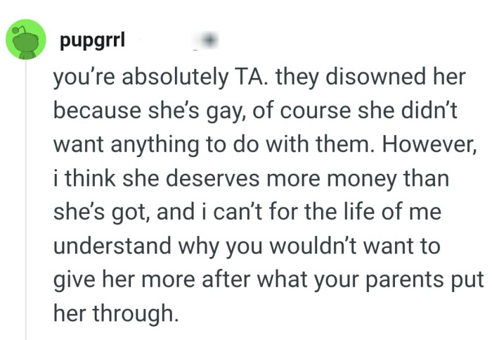 This Redditor thinks OP's sister deserves more money than she's got