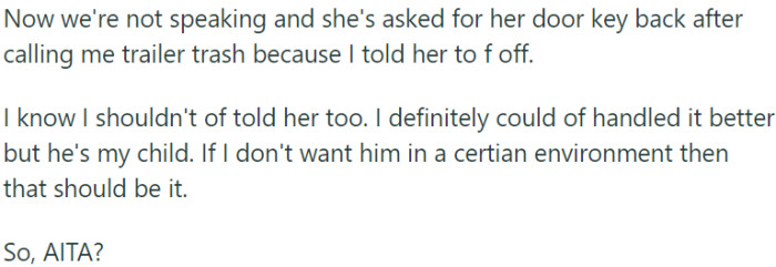 OP and her mother are no longer speaking