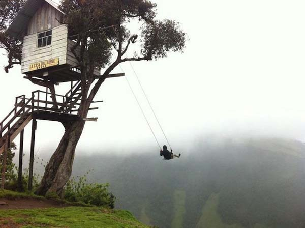 18. The Ultimate Swing on the Edge: Ecuador's cliffside swing is not for the faint of heart but offers unmatched thrills. A true backyard wonder.
