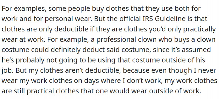 The way that the IRS looks at expenses: