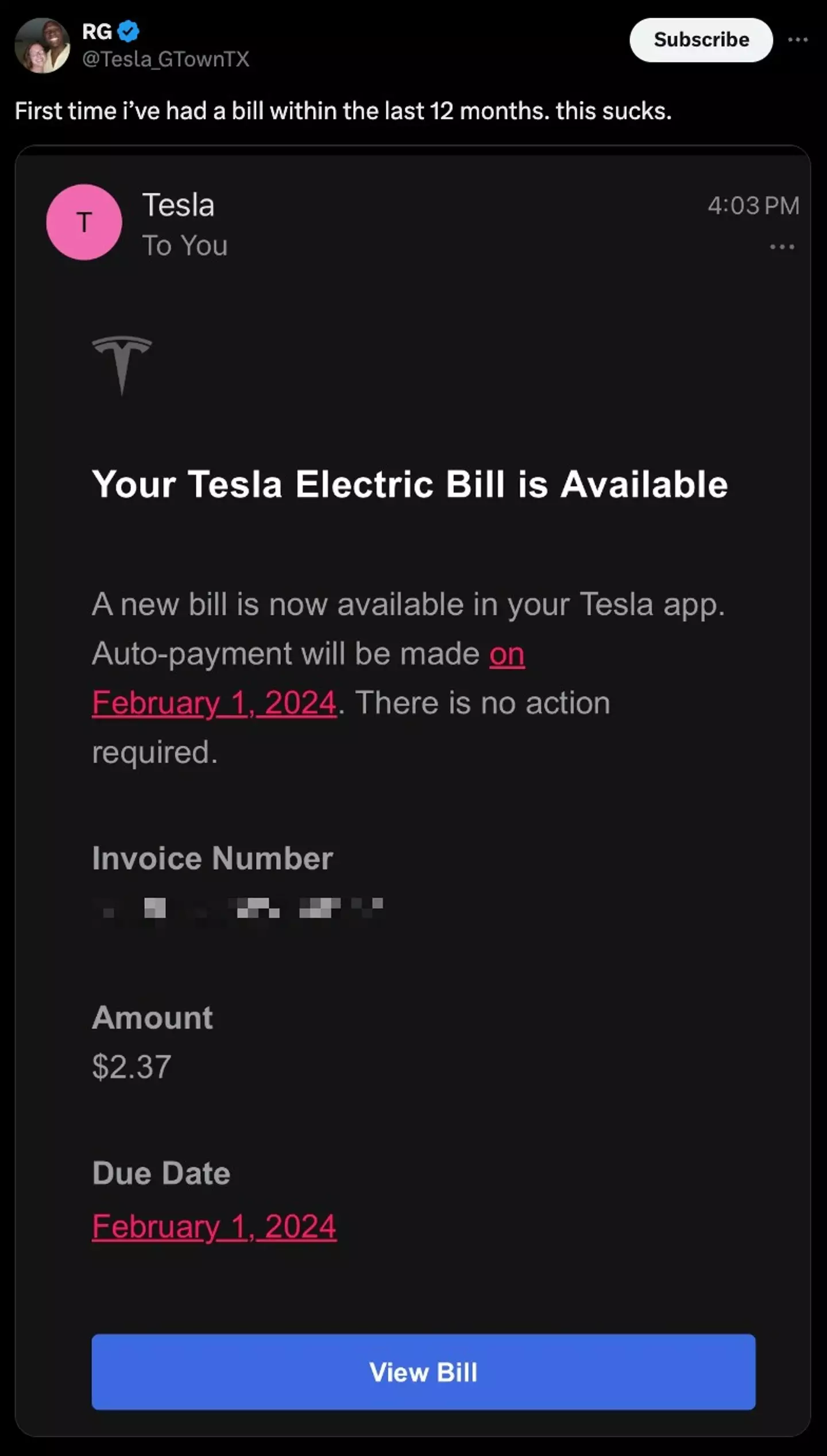 The electricity bill that's got everyone talking