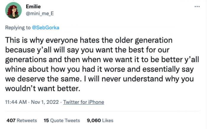 Some people brought up how this generation is trying not to work their lives away, but they're always frowned upon for it.