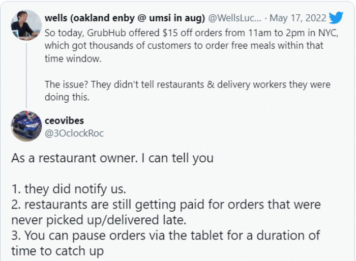 However, as one restaurant owner pointed out in the comments: