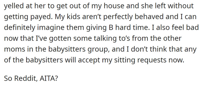 But she's worried that this will cause her difficulties in the future: