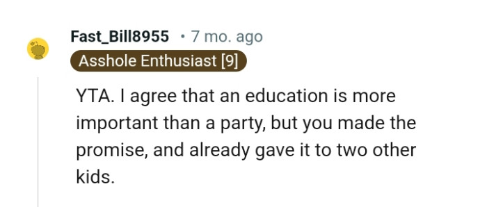 The OP already made the promise