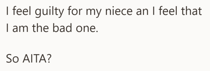 Even after everything, her biggest worry is not herself, but the impact on her niece.