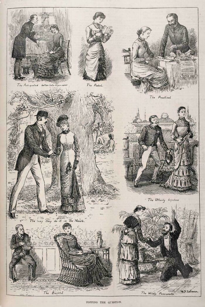 "'Popping The Question' - Sketches Of Marriage Proposals - The Illustrated Sporting And Dramatic News, London, 1882"