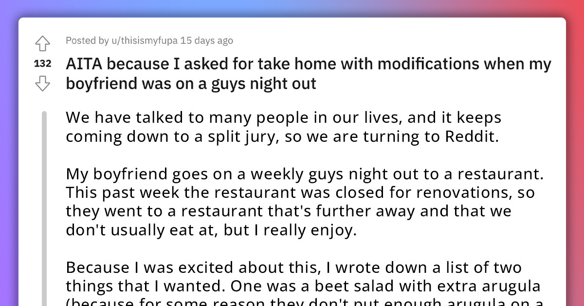Man Refuses To Get Girlfriend's Modified Take-Out Order Because It Makes Him Feel Emasculated