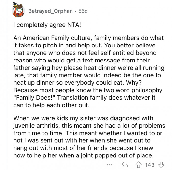 Family should do whatever they can to help each other out!