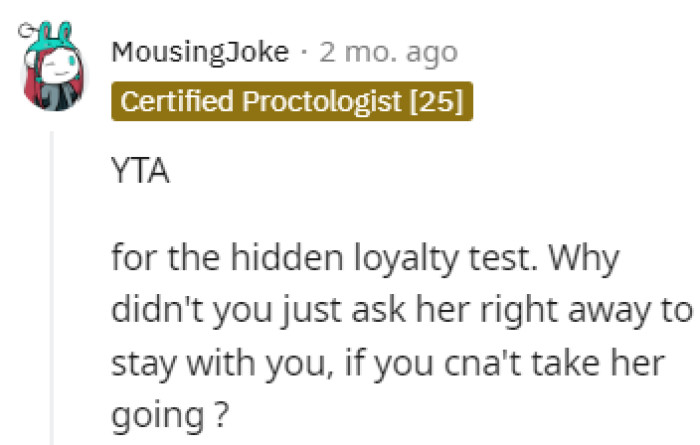 Hidden loyalty test