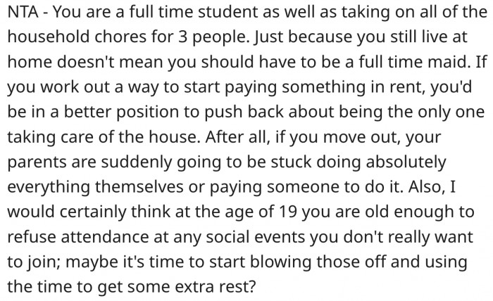 8. Living with one's parents is not enough reason to be used as a maid.