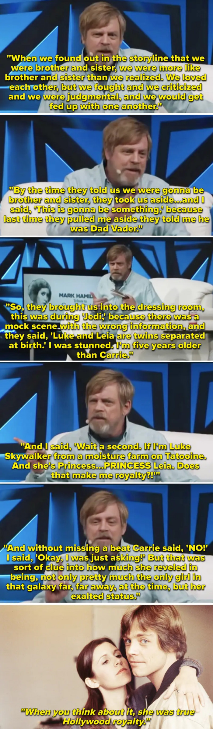 31. When Mark Hamill paid tribute to Carrie Fisher after her death.