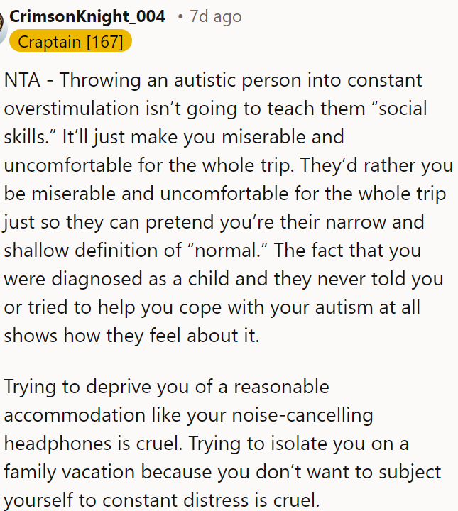 Forcing an autistic person into overstimulation to fit a narrow definition of 