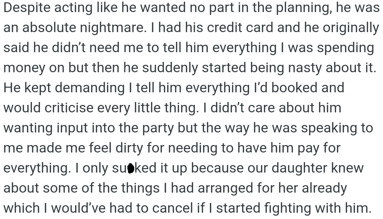 OP's Ex Claimed He Didn't Want to Be Involved, but He Demanded Account Details and Complained, and OP Tolerated It for Their Daughter.