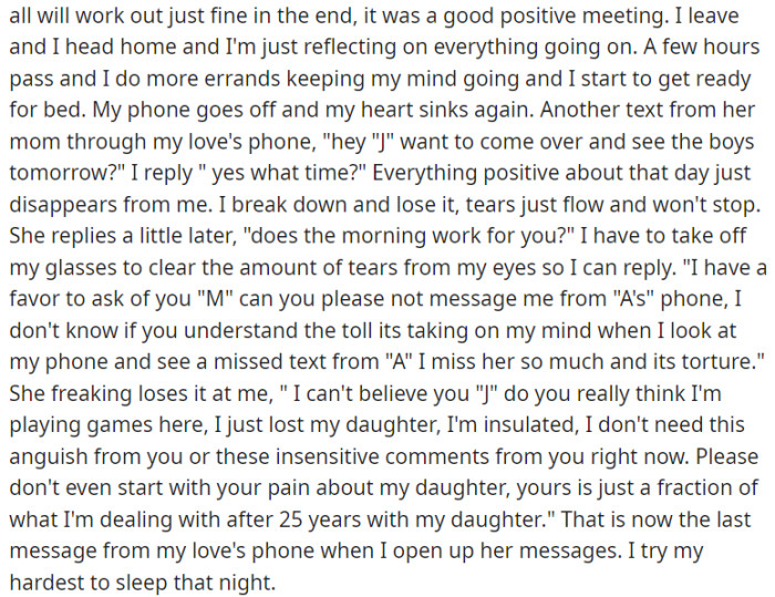 OP received a text from her mom asking if OP wanted to see the boys