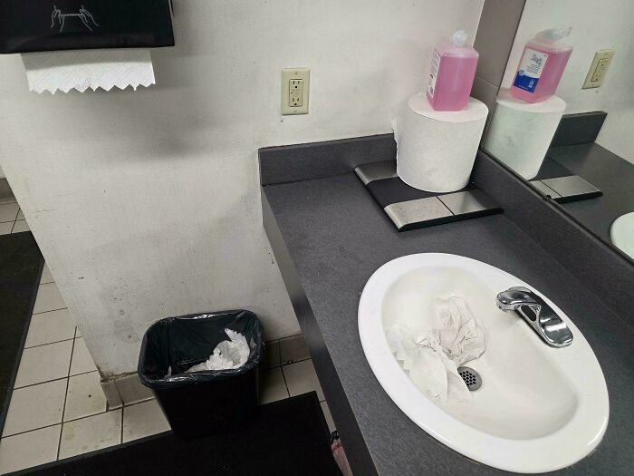 "Coworker Is Too Good To Throw Away Paper Towels In The Trash Can"