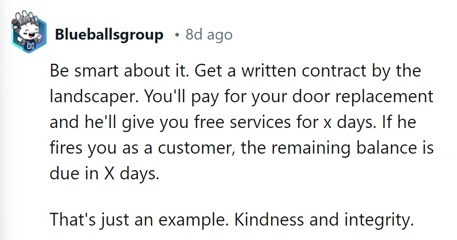 Secure the deal: glass for grass, with a signed contract as pristine as the lawn. Third-party kindness in action.