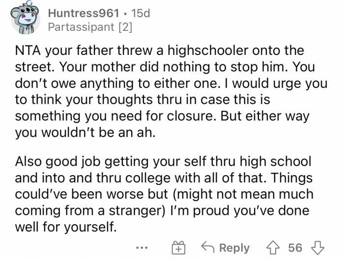 You did well in surviving.