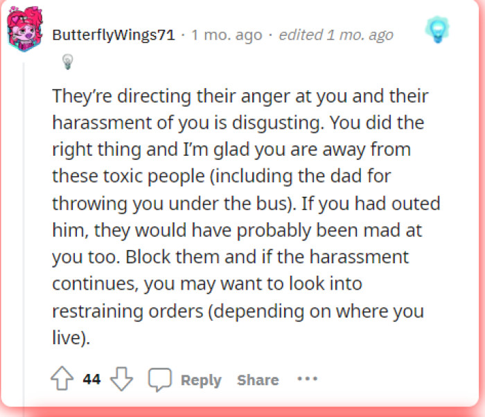 They are just taking it out on her, but it's also sad that they are directing their anger at anyone because it's not a bad thing.