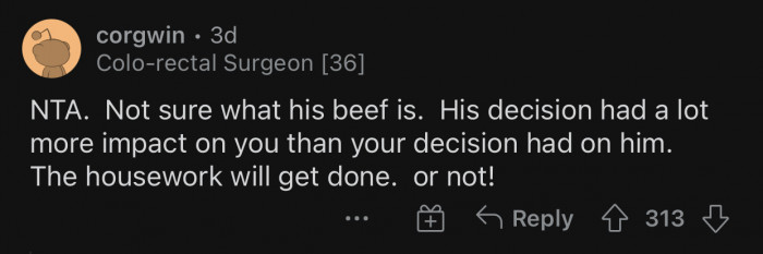 The partner's decision had more impact than OP's.